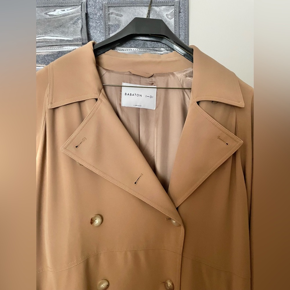 Babaton 1-01 Tarek trench coat Constant camel L XL w/o belt as is - Picture 3 of 6